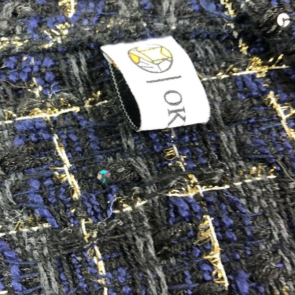 Okma Shop Women tweed lurex knit hooded sequins embellished hoodie, sz medium - Picture 7 of 12